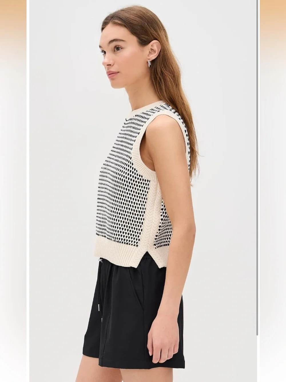 Anthropologie Varley Knowles Textured Knit Sleeveless Sweater Vest Large Birch